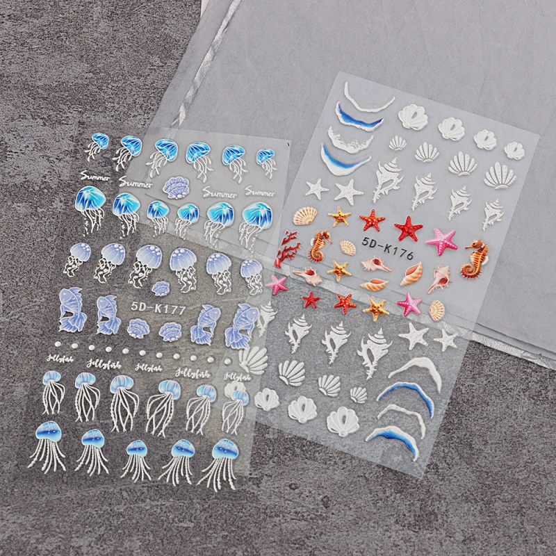 Sea Wind Shell Starfish Marble Nail Stickers